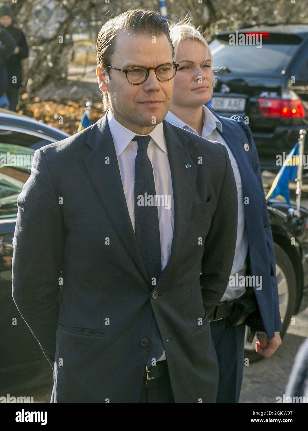 Tartu 2014-10-29 Prince Daniel arrives to a lunch hosted by Estonian Natioanl museum and Estonian Student's Society in Tartu the second day of the crown princess couple's official visit to Estonia October 29, 2014. Foto Karli Saul/ SCANPIX BALTICS / TT / kod 20985 ref:  Stock Photo