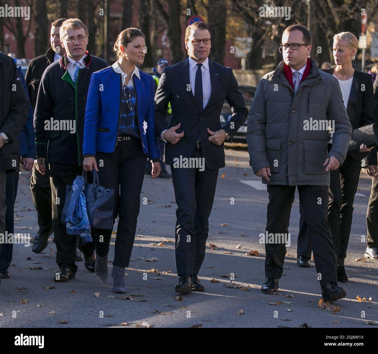 Tartu 2014-10-29 Crown Princess Victoria and Prince Daniel arrive at the Estonian National Museum in Tartu together with the museum's director TÂ›nis Lukas and Tartus Mayor Urmas Klaas on the second day of the Crown Princess Couple's official visit to Estonia on October 29 201 Foto Karli Saul/ SCANPIX BALTICS / TT / kod 20985 ref:  Stock Photo