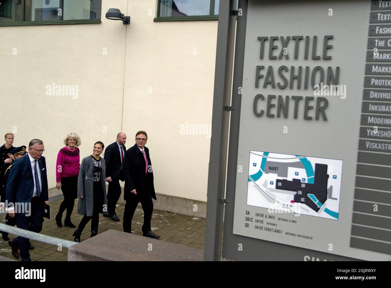 BORAS 2014-11-21 Crown Princess Victoria visited the Textile Fashion Centre  at the University in Boras, Sweden, November 21, 2014. The Crown Princess  looked at 'smart textiles' and attended a lecture about consumption