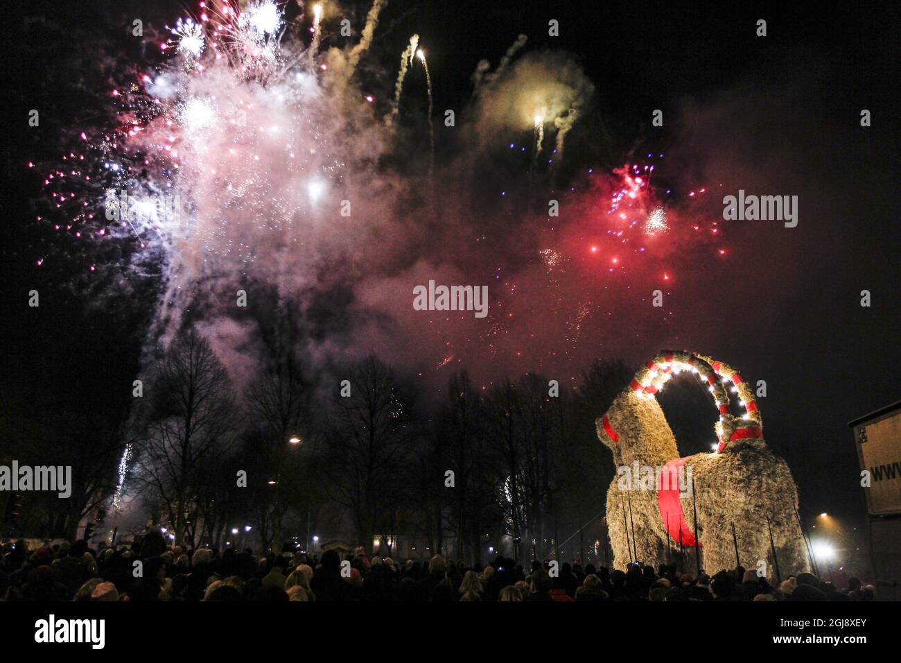 GAVLE 20141130 The giant Christmas goat (GÃƒÂ¤vlebocken) made out of