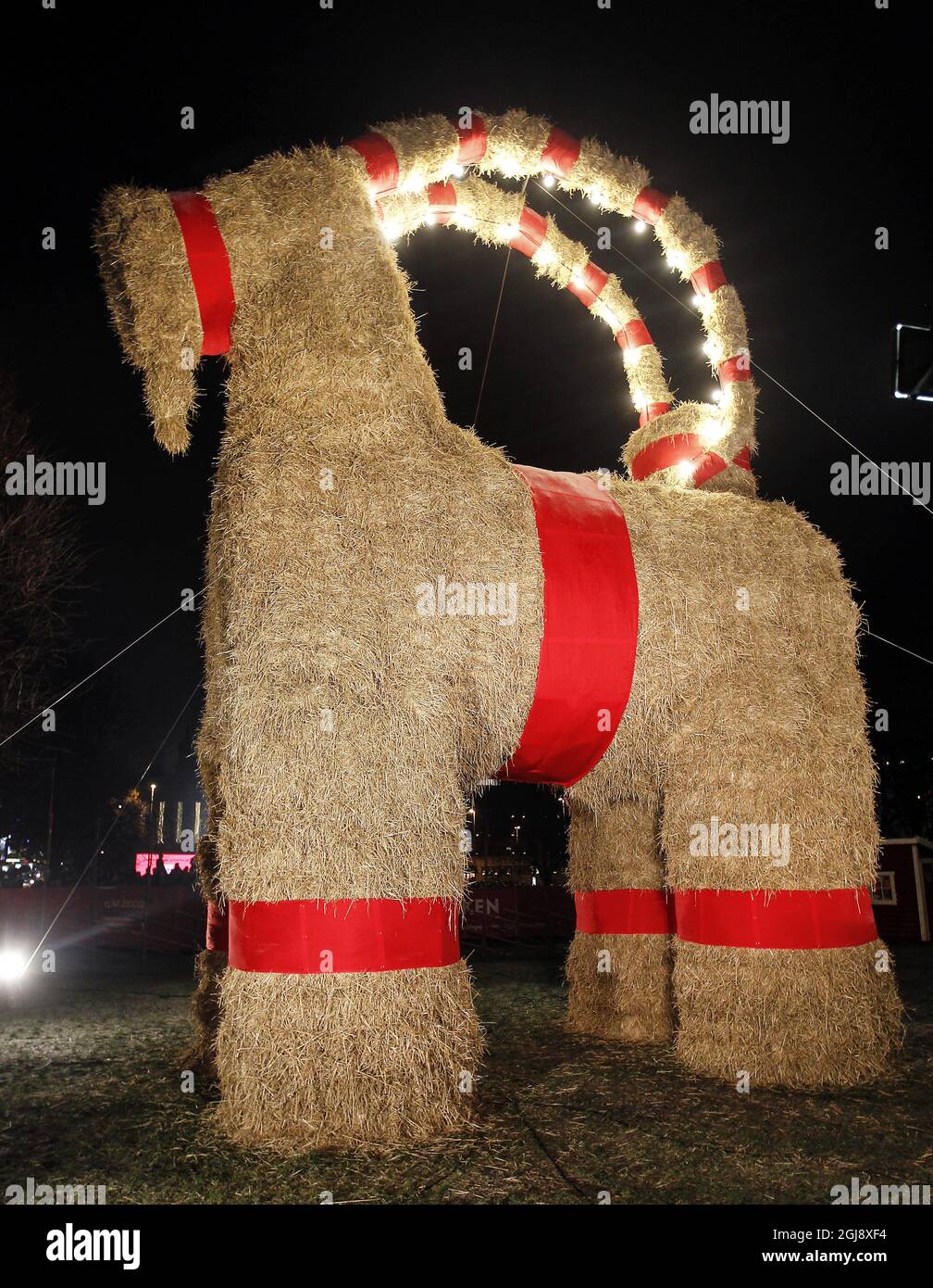 GAVLE 20141130 The giant Christmas goat (GÃƒÂ¤vlebocken) made out of