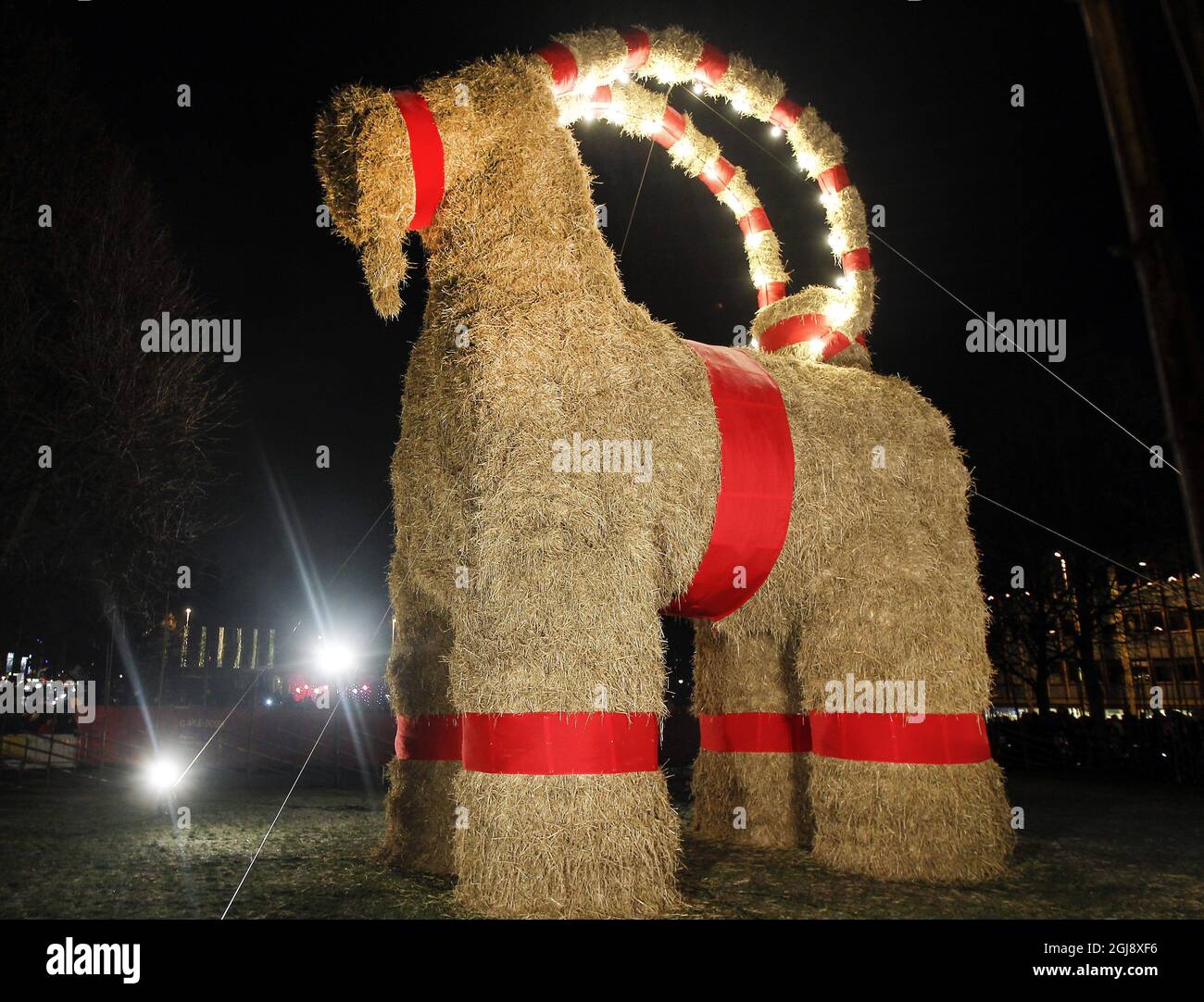 GAVLE 20141130 The giant Christmas goat (GÃƒÂ¤vlebocken) made out of