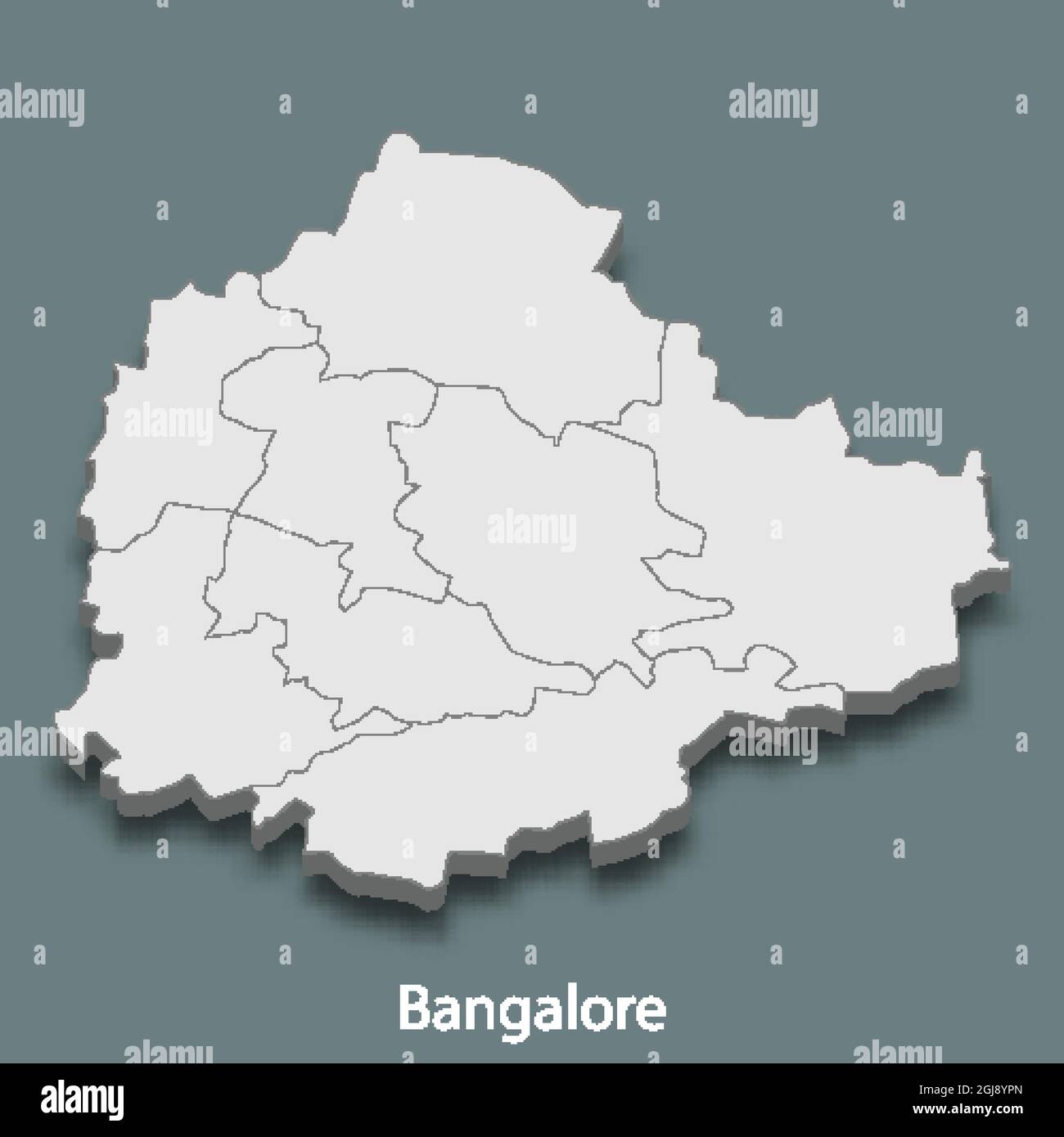 3d isometric map of Bangalore is a city of India, vector illustration Stock Vector
