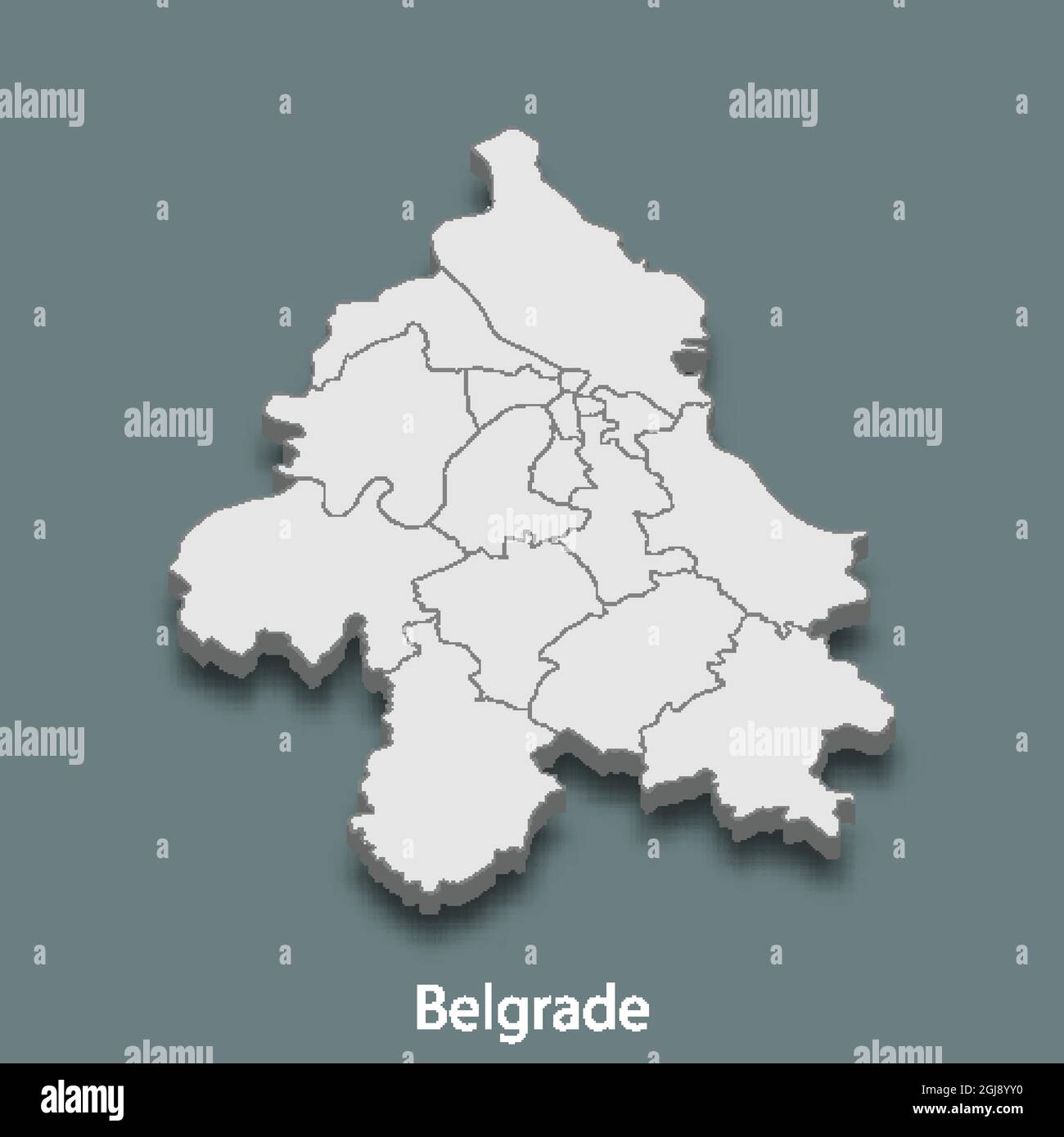 3d isometric map of Belgrade is a city of Serbia , vector illustration Stock Vector