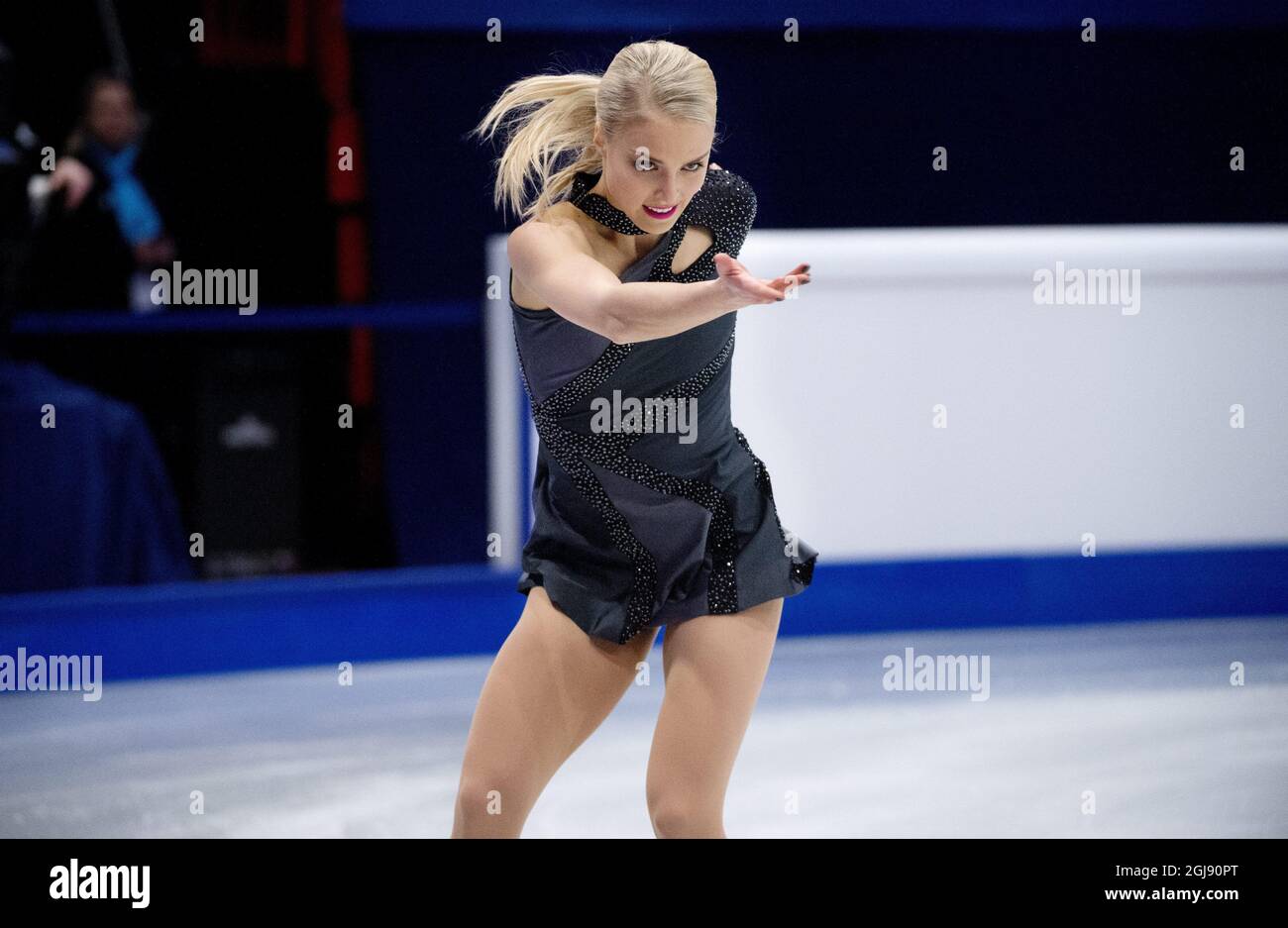 STOCKHOLM 20150129 Kiira Korpi of Finland is seen during the ladyÂ´s short program at the European Figure Skating Championships in Stockholm, Sweden, January 29, 2014. Foto: Jessica Gow / TT / Kod 10070 Stock Photo