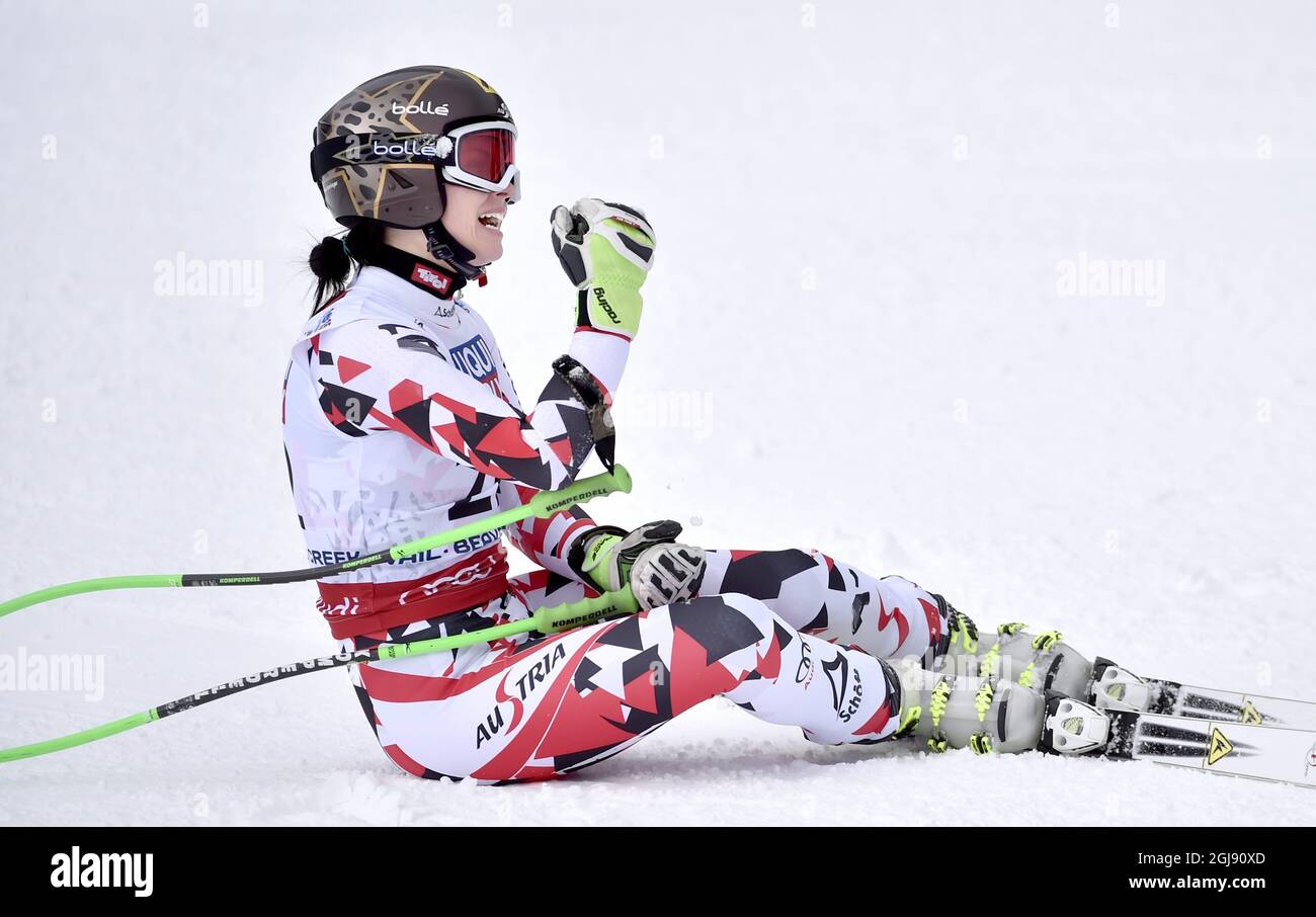 BEAVER CREEK 2015-02-03 Anna Fenninger of Austria is seen during the 2015 World Alpine Ski Championships women's Super G February 3, 2015 in Beaver Creek, Colorado, USA. Foto: Pontus Lundahl / TT / kod 10050  Stock Photo