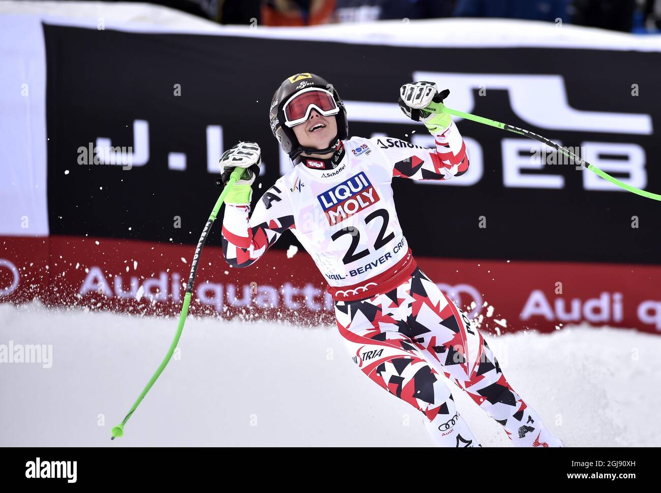 BEAVER CREEK 2015-02-03 Anna Fenninger of Austria is seen during the 2015 World Alpine Ski Championships women's Super G February 3, 2015 in Beaver Creek, Colorado, USA. Foto: Pontus Lundahl / TT / kod 10050  Stock Photo