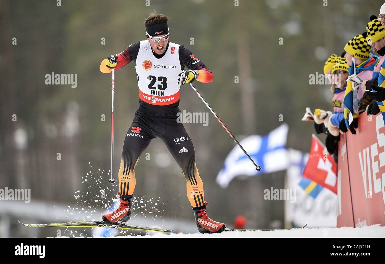 Germany's Jonas Dobler during the menÃ¢Â€Â™s 15 km (F) cross-country at the 2015 FIS Nordic Skiing World Championships in Falun, Sweden, February 25, 2015. Photo: Anders Wiklund / TT ** SWEDEN OUT **  Stock Photo