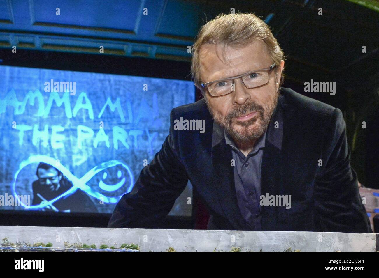 STOCKHOLM 2015-04-15 Former ABBA, Bjorn Ulvaeus, is seen showing a model of  his new Mamma Mia restaurant in Stockholm, Sweden, April 15, 2015. Bjorn  will transform a restaurant to a Greek tavern