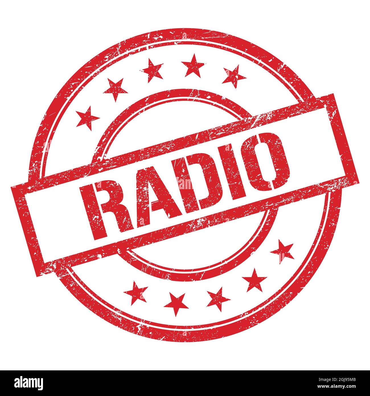 RADIO text written on red round vintage rubber stamp Stock Photo Alamy