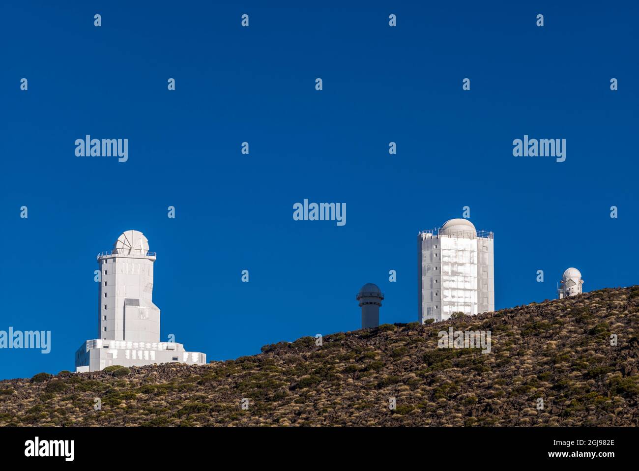 Spain, Canary Islands, Tenerife Island, El Teide Mountain, Observatorio del Teide, astronomical observatory, late afternoon Stock Photo