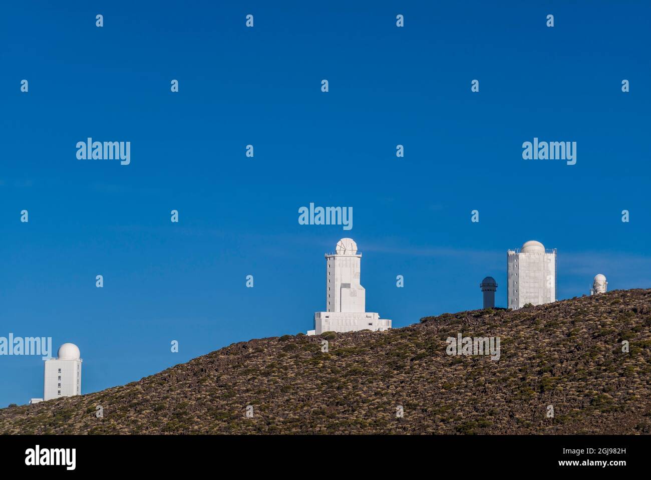 Spain, Canary Islands, Tenerife Island, El Teide Mountain, Observatorio del Teide, astronomical observatory, late afternoon Stock Photo