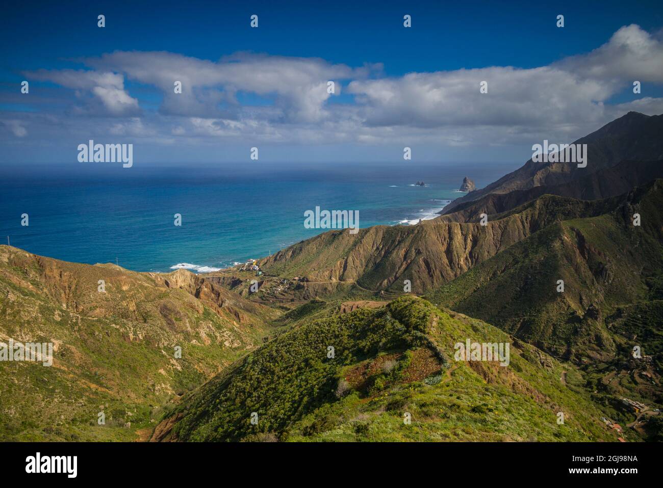 Spain, Canary Islands, Tenerife Island, Taganana, elevated view of ...