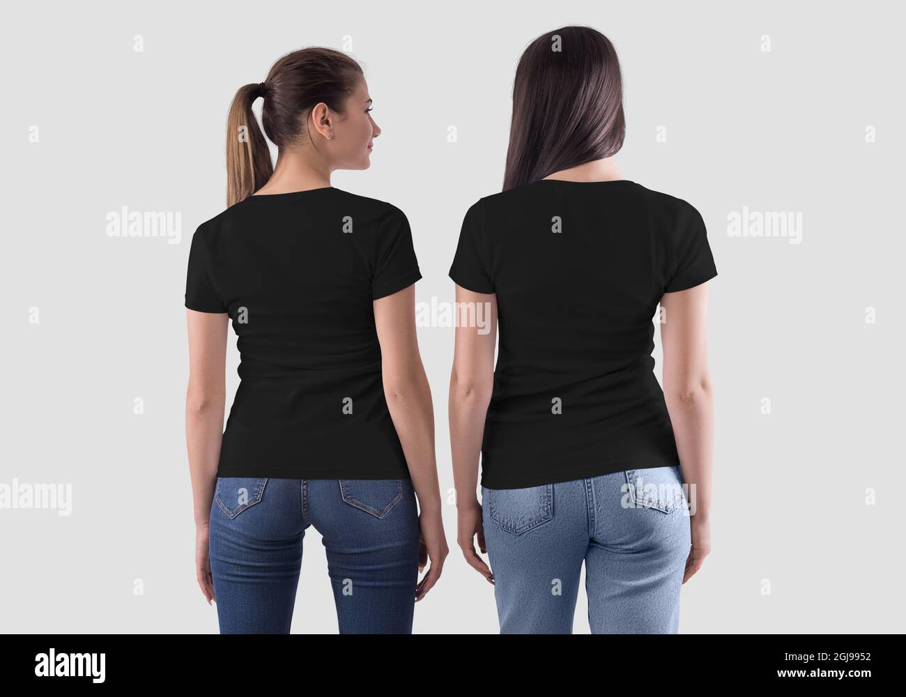 Black t shirt women front and back cheap