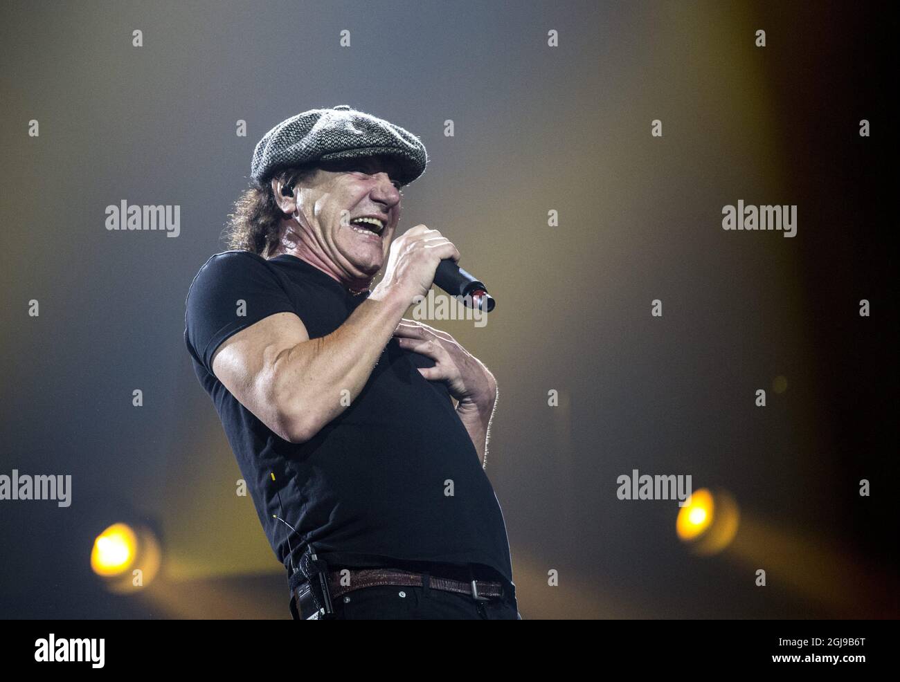 STOCKHOLM 2015-07-19 AC/DC:s Brian Johnson during the bands performance at Friends arena in Solna, Stockholm this sunday. Foto: Christine Olsson / TT / Kod 10430  Stock Photo