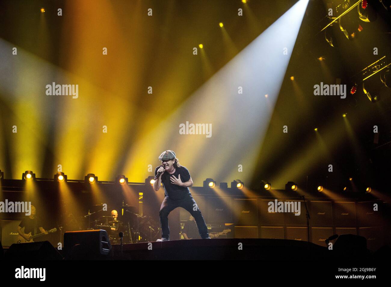 STOCKHOLM 2015-07-19 AC/DC:s Brian Johnson during the bands performance at Friends arena in Solna, Stockholm this sunday. Foto: Christine Olsson / TT / Kod 10430  Stock Photo