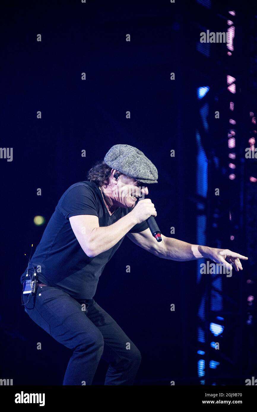 STOCKHOLM 2015-07-19 AC/DC:s Brian Johnson during the bands performance at Friends arena in Solna, Stockholm this sunday. Foto: Christine Olsson / TT / Kod 10430  Stock Photo