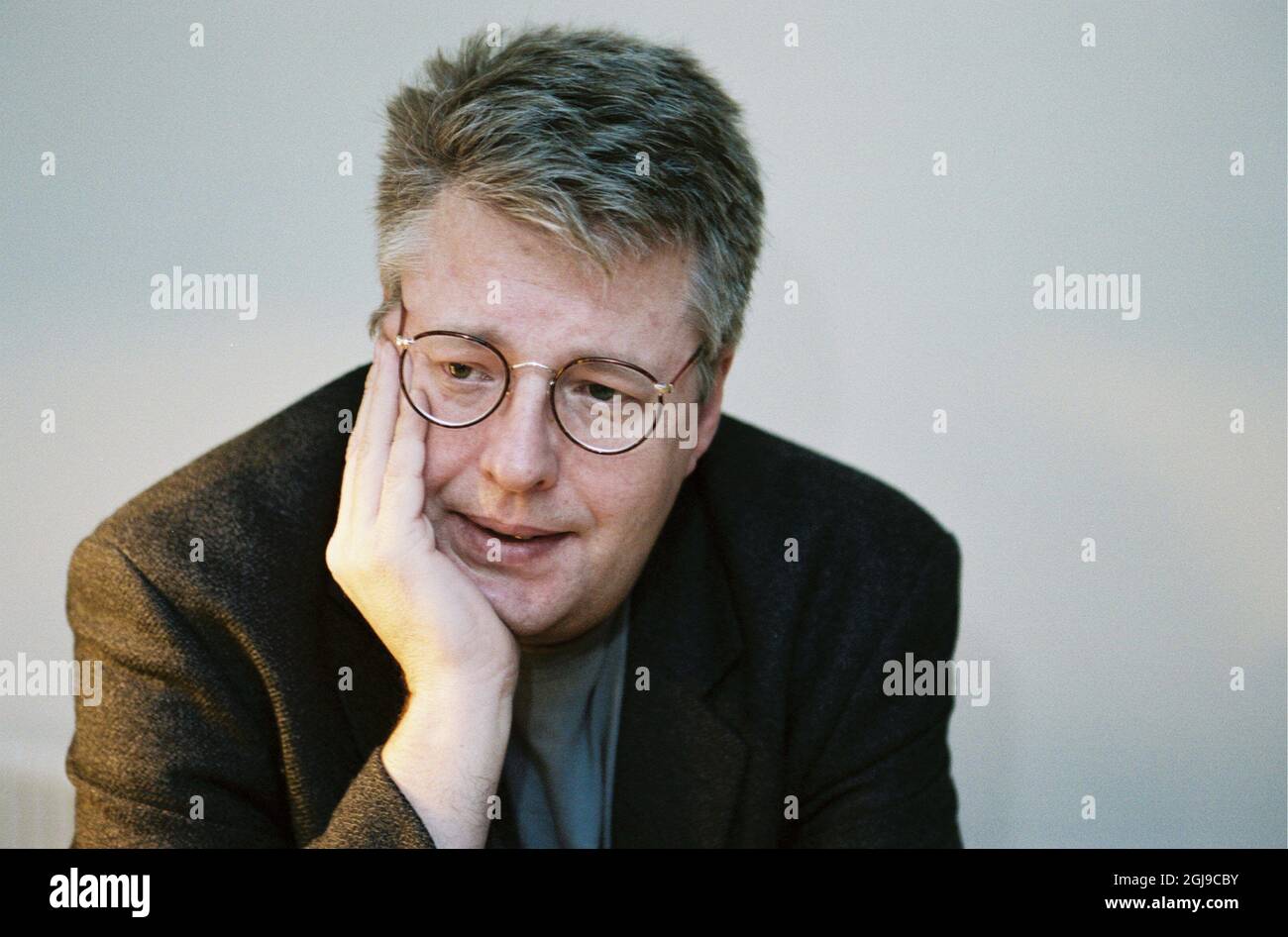 *File picture in connection with the release of the new Millennium book August 27* STOCKHOLM 2004-11-02 Swedish journalist and author Stieg Larsson. Stieg Larsson died from a heart attack in 2004, 50 years old. His three thrillers that were unpublished when he died, 'Men who hate women', 2005 , 'The girl who played with fire', 2006 and 'The air castle that blew up', 2007 are all bestsellers in Sweden and in several other countries. Photo: Britt-Marie Trensmar / SCANPIX code 36710  Stock Photo