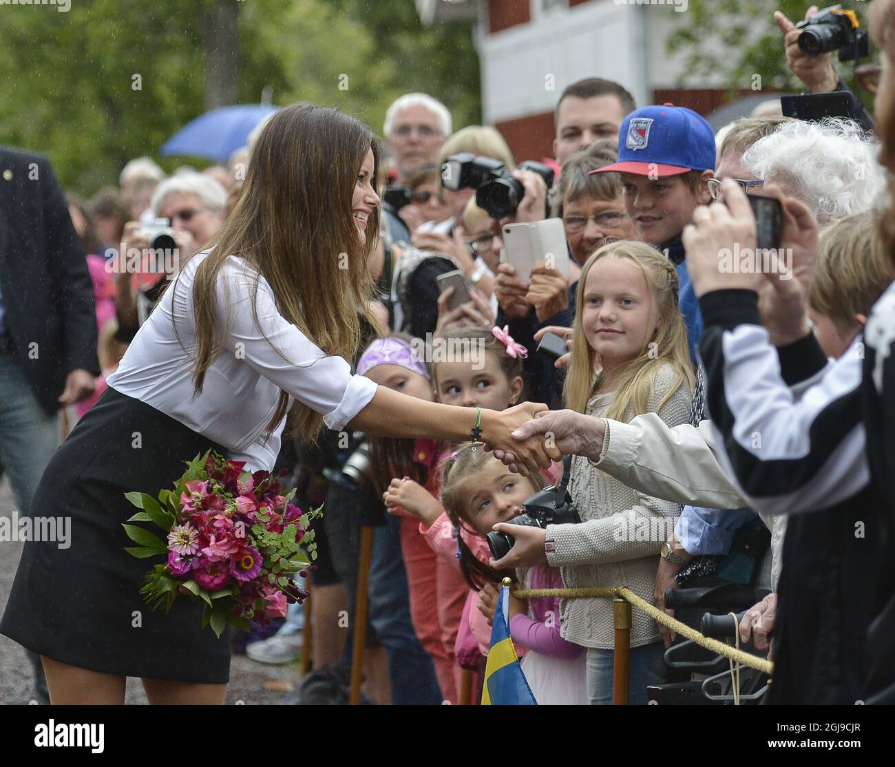 KARLSTAD 2015-08-26 Prince Carl Philip and Princess Sofia visit the home of Swedish author Selma Lagerlof in Marbacka in Sunne at county of Varmland Sweden August 26, 2015. The Prince couple is on their first visit to their home county as Duke and Duchess of the Varmland . Foto Jonas Ekstromer / TT / kod 10030  Stock Photo