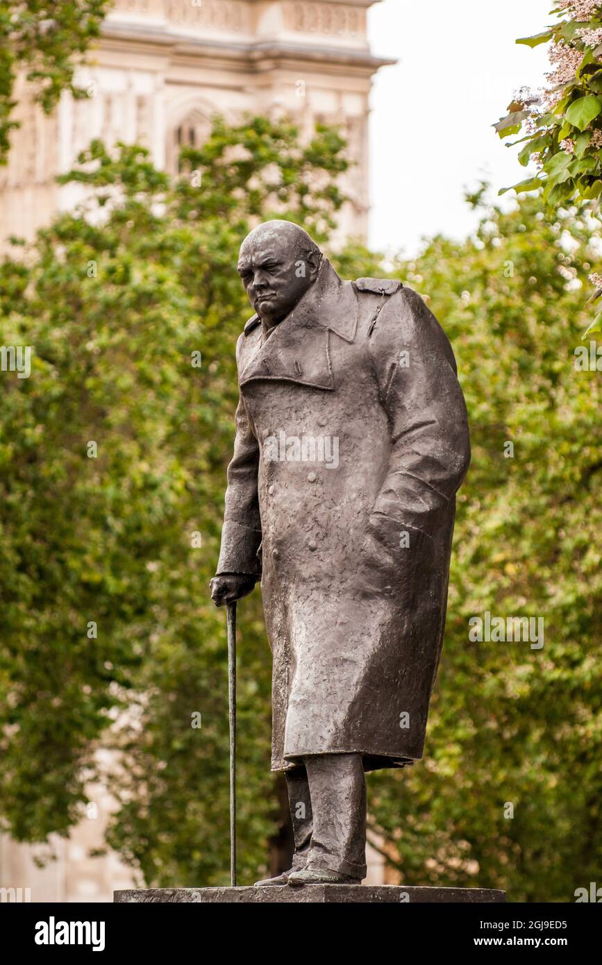 Statue of Winston Churchill in Parliament Square, London, England Stock