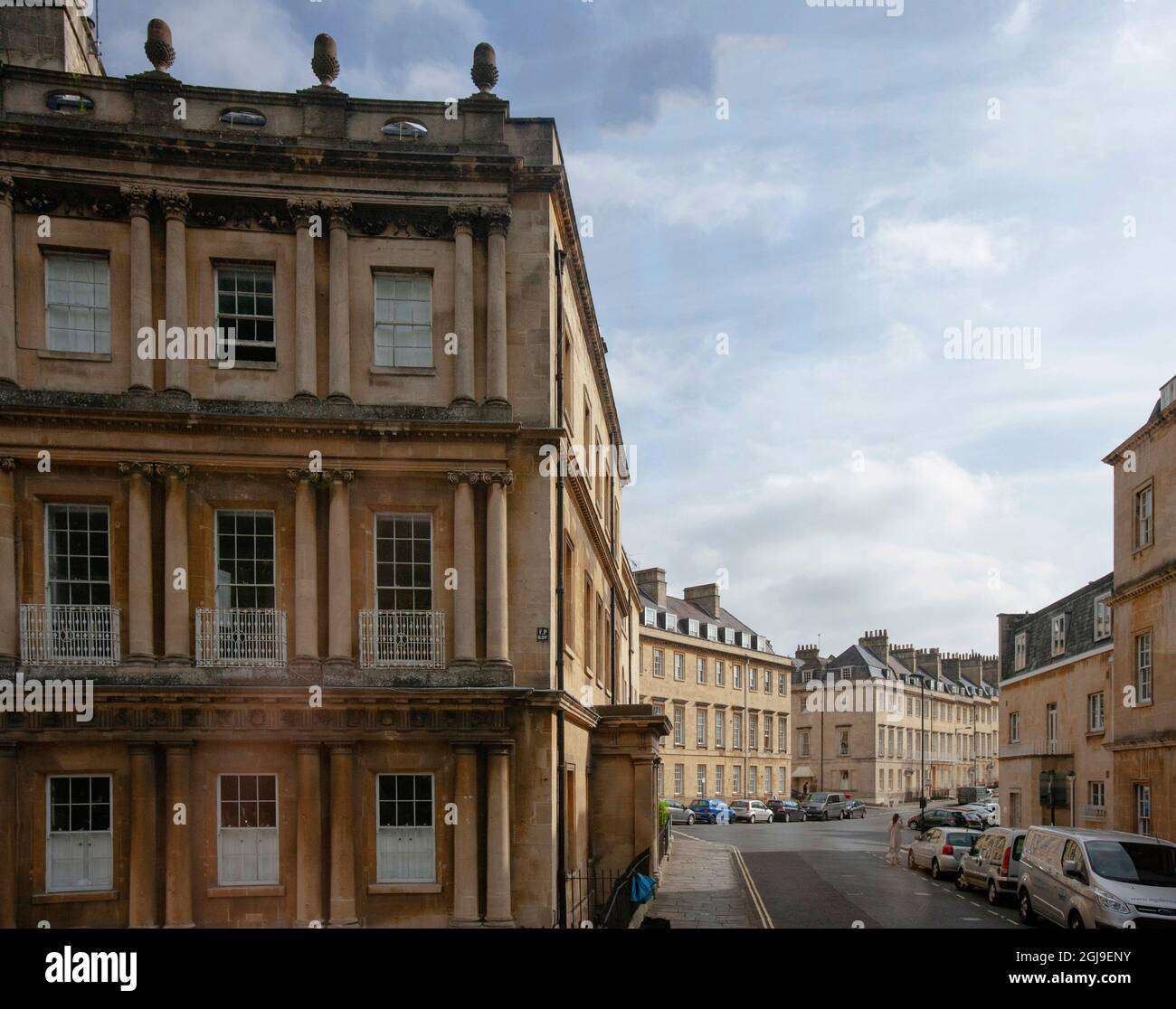 Street in the residential neighborhood of Bath, England featuring