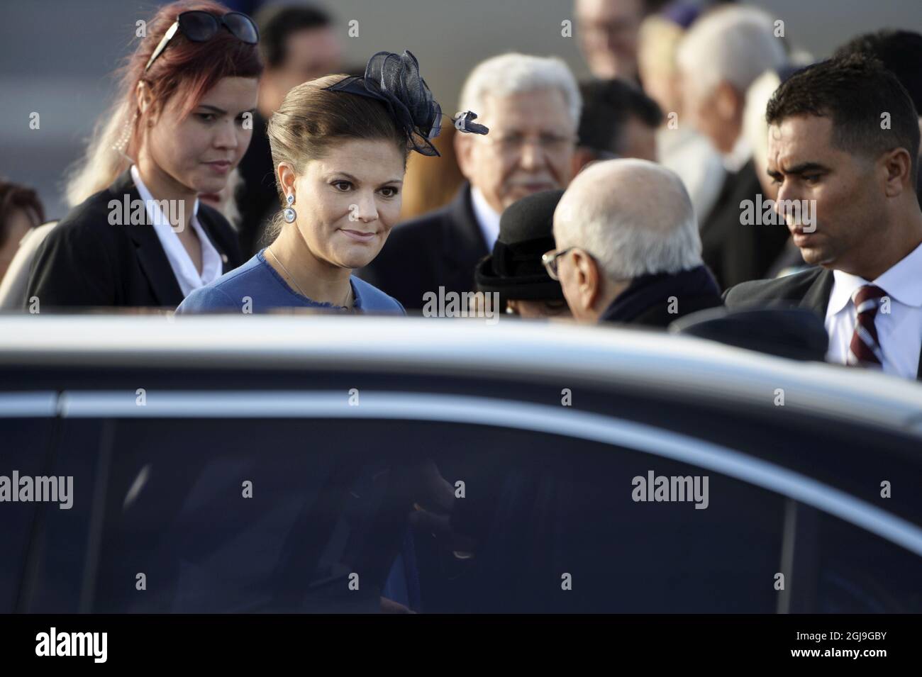 STOCKHOLM 20151104 Crown Princess Victoria and Prince Daniel are seen welcoming the President of Tunisia, Beji CaÃ¯d Essebsi and his wife Saida CaÃ¯d Essebsi, to Arlanda Airport in Stockholm, Sweden, November 4, 2016. The President of Tunisia is on a three day long State Visit to Sweden. Foto: Henrik Montgomery / TT / kod 10060  Stock Photo