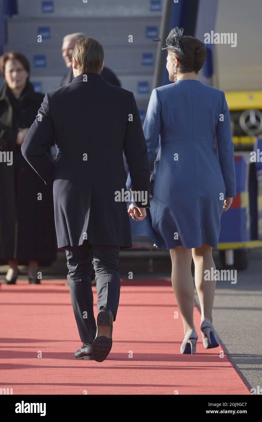 STOCKHOLM 20151104 Crown Princess Victoria and Prince Daniel are seen welcoming the President of Tunisia, Beji CaÃƒÂ¯d Essebsi and his wife Saida CaÃƒÂ¯d Essebsi, to Arlanda Airport in Stockholm, Sweden, November 4, 2016. The President of Tunisia is on a three day long State Visit to Sweden. Foto: Henrik Montgomery / TT / kod 10060  Stock Photo
