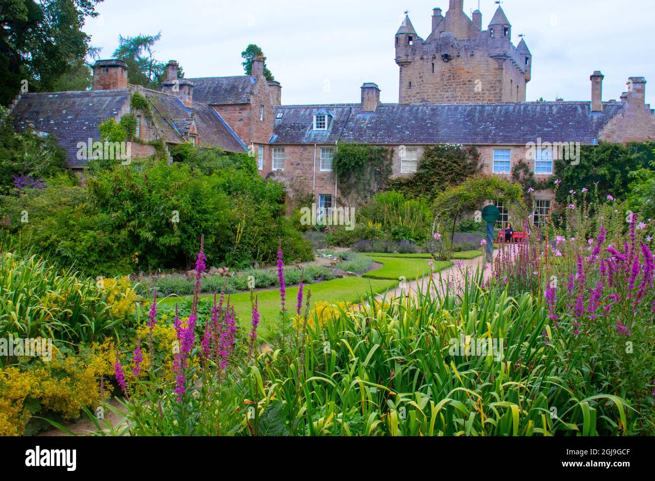 View of the rear of Cawdor Castle shot from the gardens. Stock Photo