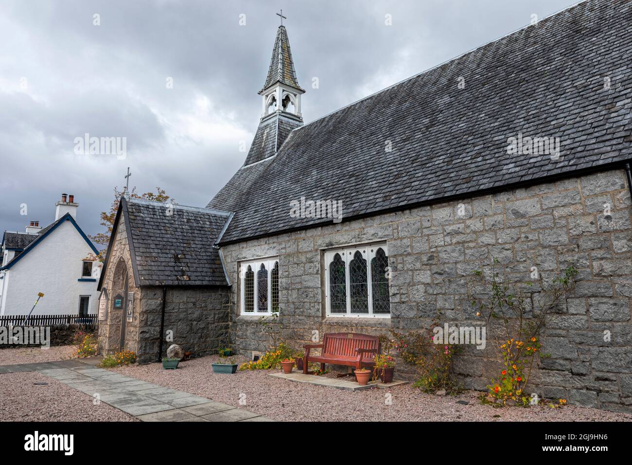 Episcopal Church. Glencoe Village, Scotland. Stock Photo