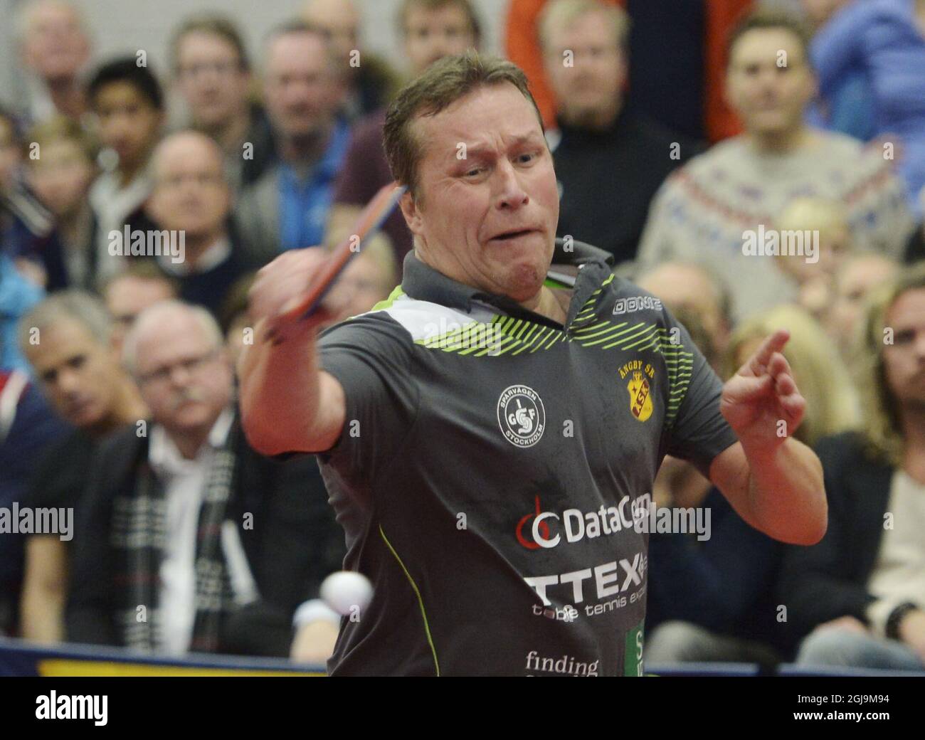 STOCKHOLM 2016-02-11 SwedernÃ‚Â´s teable tennis legend 50 years old Jan-Ove Waldner played his last match in Stoclkholm.,Sweden , February 11, 2017. Olympic goldmedalist and world champion Waldner ÃƒÂs widely regarded as being the greatest table tennis player of all time. A legend in his native Sweden as well as in China Foto: Maja Suslin / TT kod 10300  Stock Photo