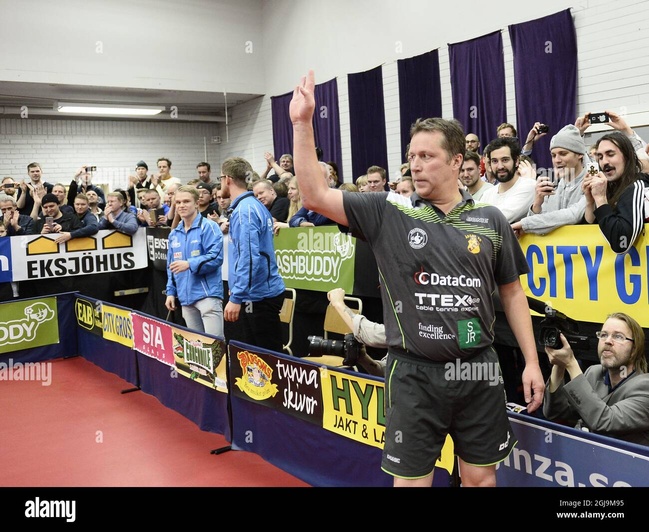 STOCKHOLM 2016-02-11 SwedernÂ´s teable tennis legend 50 years old Jan-Ove Waldner played his last match in Stoclkholm.,Sweden , February 11, 2017. Olympic goldmedalist and world champion Waldner Ãs widely regarded as being the greatest table tennis player of all time. A legend in his native Sweden as well as in China Foto: Maja Suslin / TT kod 10300  Stock Photo