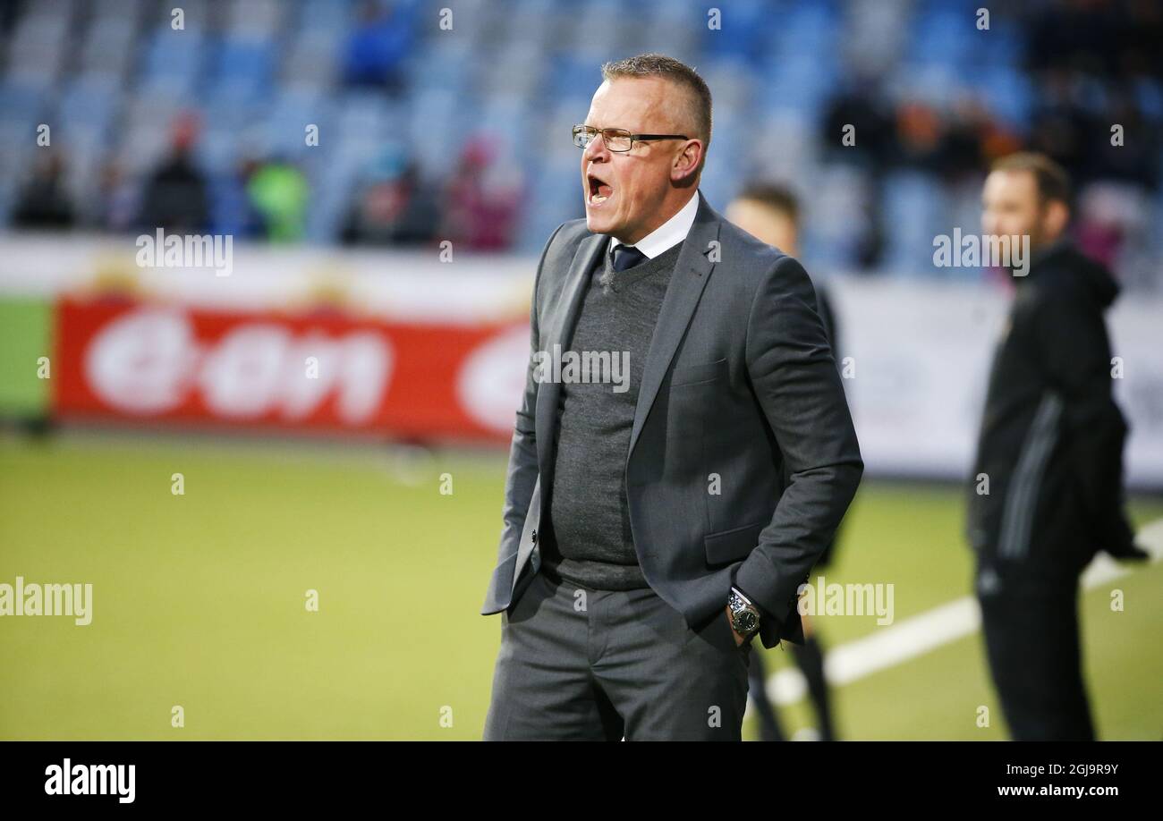 Jan Andersson, head coach of Swedish soccer league team IFK Norrkoping,  during a match between IFK Norrkoping and Kalmar FF at Nya Parken Arena in  Norrkoping, Sweden, on April 06, 2016. Swedish
