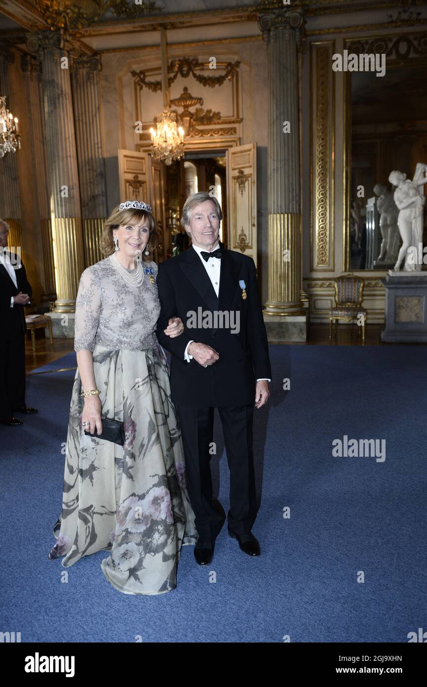 STOCKHOLM 2016-04-30 Princess Ursula of Bavaria and prince Leopold of Bavaria arriving at the Banquet at the Royal Palace in connection with The King's birthday celebrations, Saturday, April 30, 2016. Foto: Henrik Montgomery / TT / kod 10060  Stock Photo