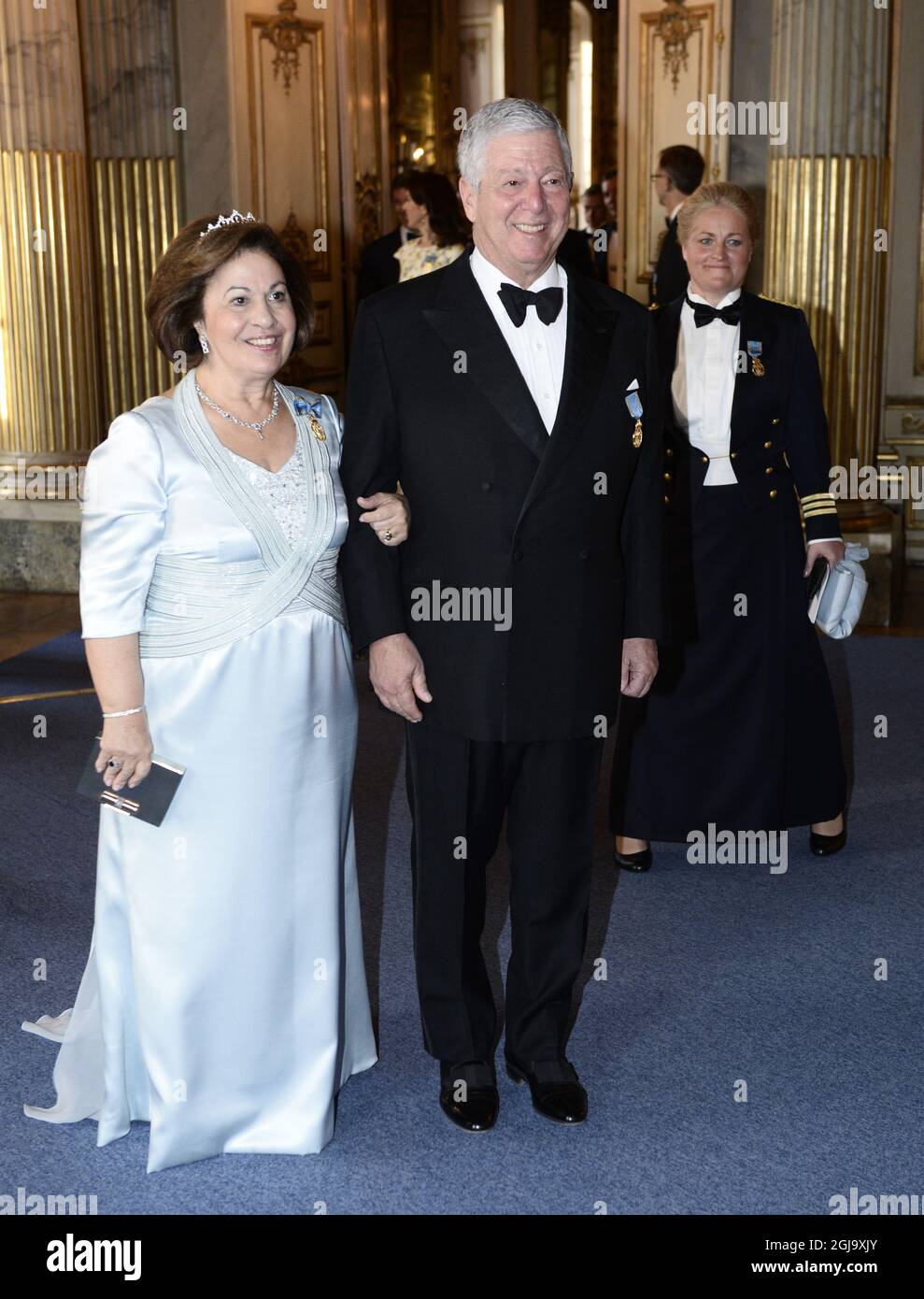 STOCKHOLM 2016-04-30 Crown Princess Katherine and Crown Prince Alexander of Serbia at the Banquet at the Royal Palace in connection with The King's birthday celebrations, Saturday, April 30, 2016. Foto: Henrik Montgomery / TT / kod 10060  Stock Photo
