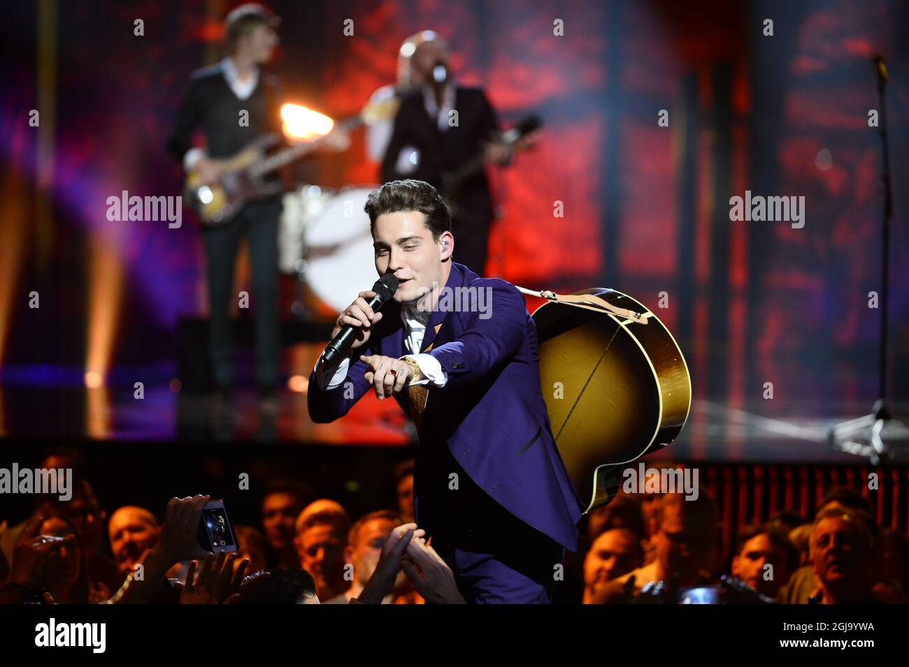 Douwe Bob representing Netherlands perform during the second dress rehearsal for the Eurovision Song Contest final in Stockholm, Sweden, Friday, May 13, 2016 Photo: Maja Suslin / TT / Kod 10300 ** SWEDEN OUT **  Stock Photo