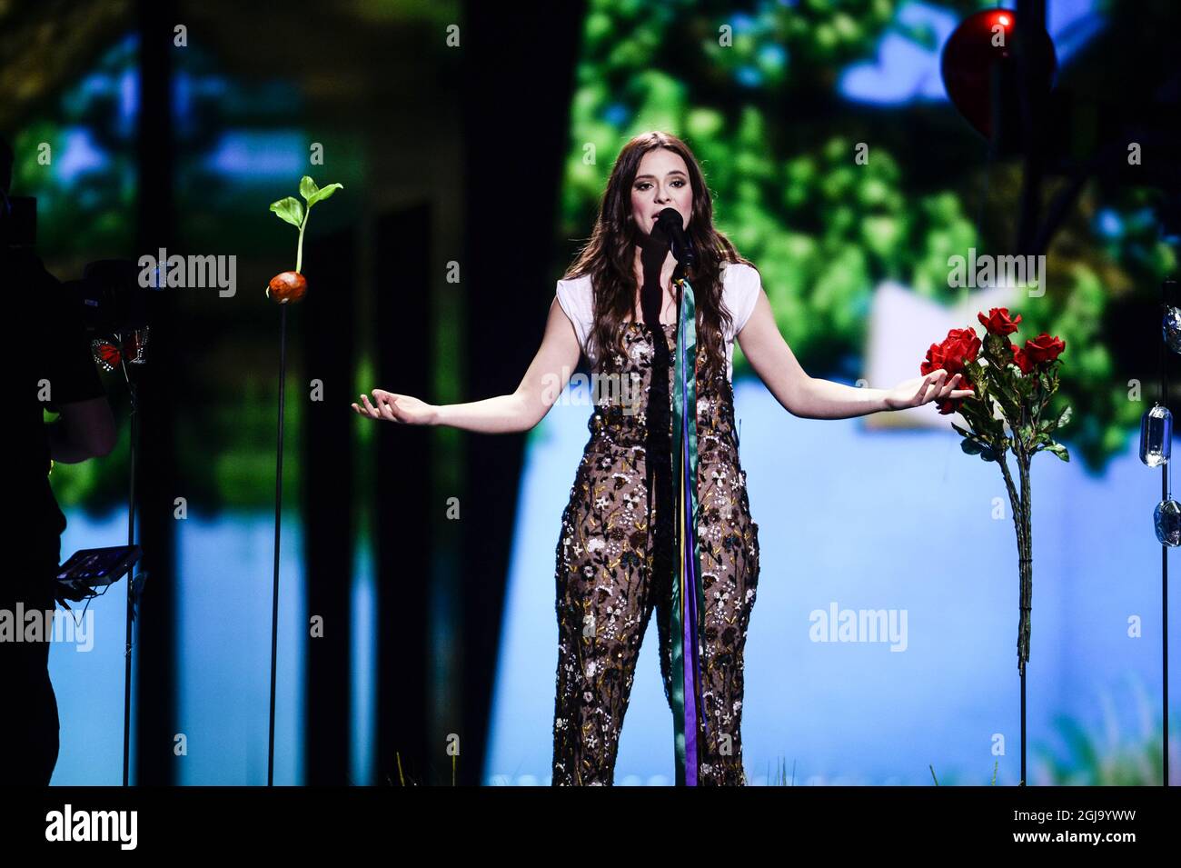 Francesca Michielin representing Italy perform during the second dress rehearsal for the Eurovision Song Contest final in Stockholm, Sweden, Friday, May 13, 2016 Photo: Maja Suslin / TT / Kod 10300 ** SWEDEN OUT **  Stock Photo