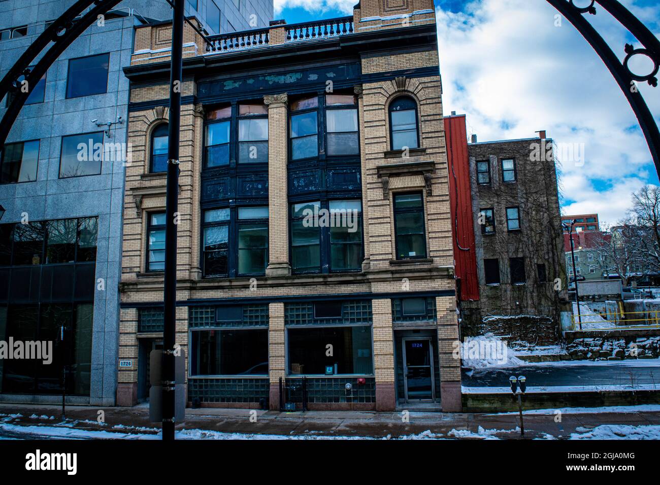headquarters of the Acadian Recorder from 1900 to 1930. One of the longest-running newspapers in Nova Scotia it was founded in 1813 by Anthony Holland Stock Photo