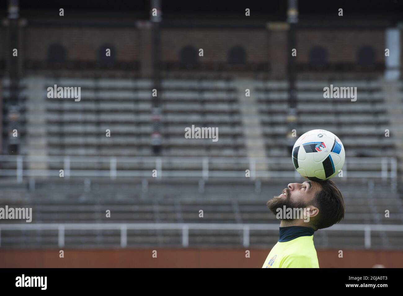 STOCKHOLM 2016-05-28 Jimmy Durmaz pictured during the Swedish national football team Euro 2016 training camp at the Stockholm Olympic Stadium in Stockholm, Sweden, May 28, 2016. Photo: Erik Nylander / TT / kod 11540 ** SWEDEN OUT ** Stock Photo