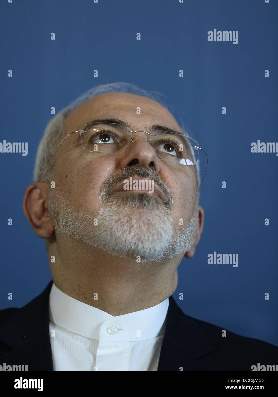 STOCKHOLM 2016-06-01 I The Minister of Foreign Affairs of Iran, Mr Mohammad Javad Zarif Khonsari is seen at a press conference at the Ministry of Foreign Affairs in Stockholm, Sweden, June 1, 2016 The Minister is in Sweden for bilateral talks with the Swedish government. Foto Maja Suslin / TT kod 10300 Stock Photo