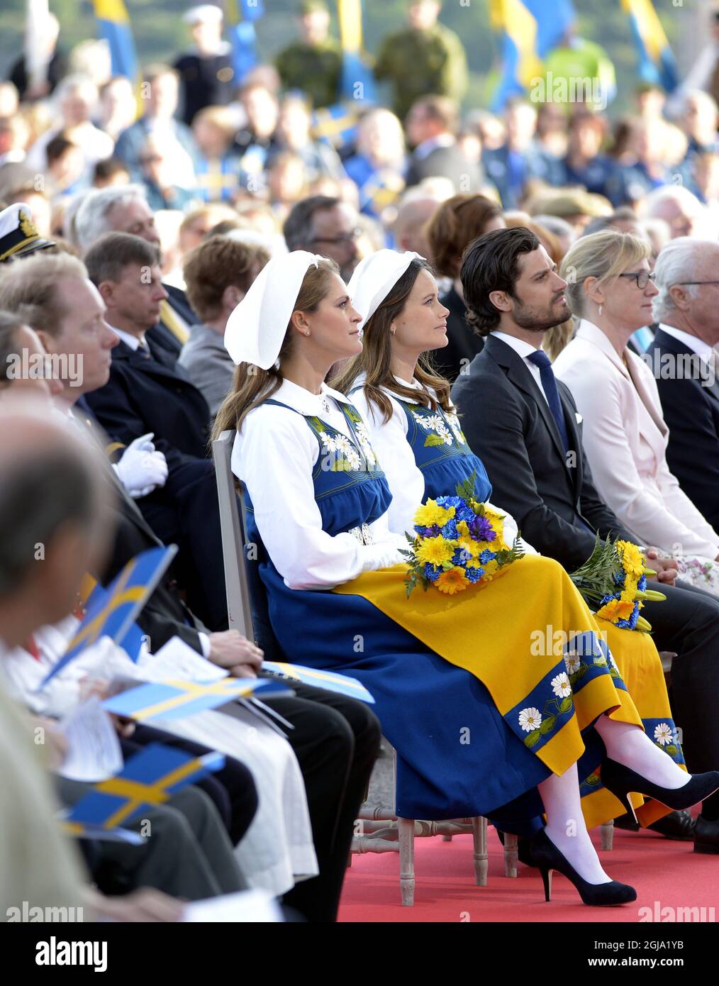 STOCKHOLM 2016-06-06 Princess Madeleine, Princess Sofia and Prince Carl Philip during the official National Day of Sweden celebrations at the Skansen open-air museum in Stockholm, Sweden, June 6, 2016. Photo: Maja Suslin / TT / Code 10300 ** SWEDEN OUT ** Stock Photo