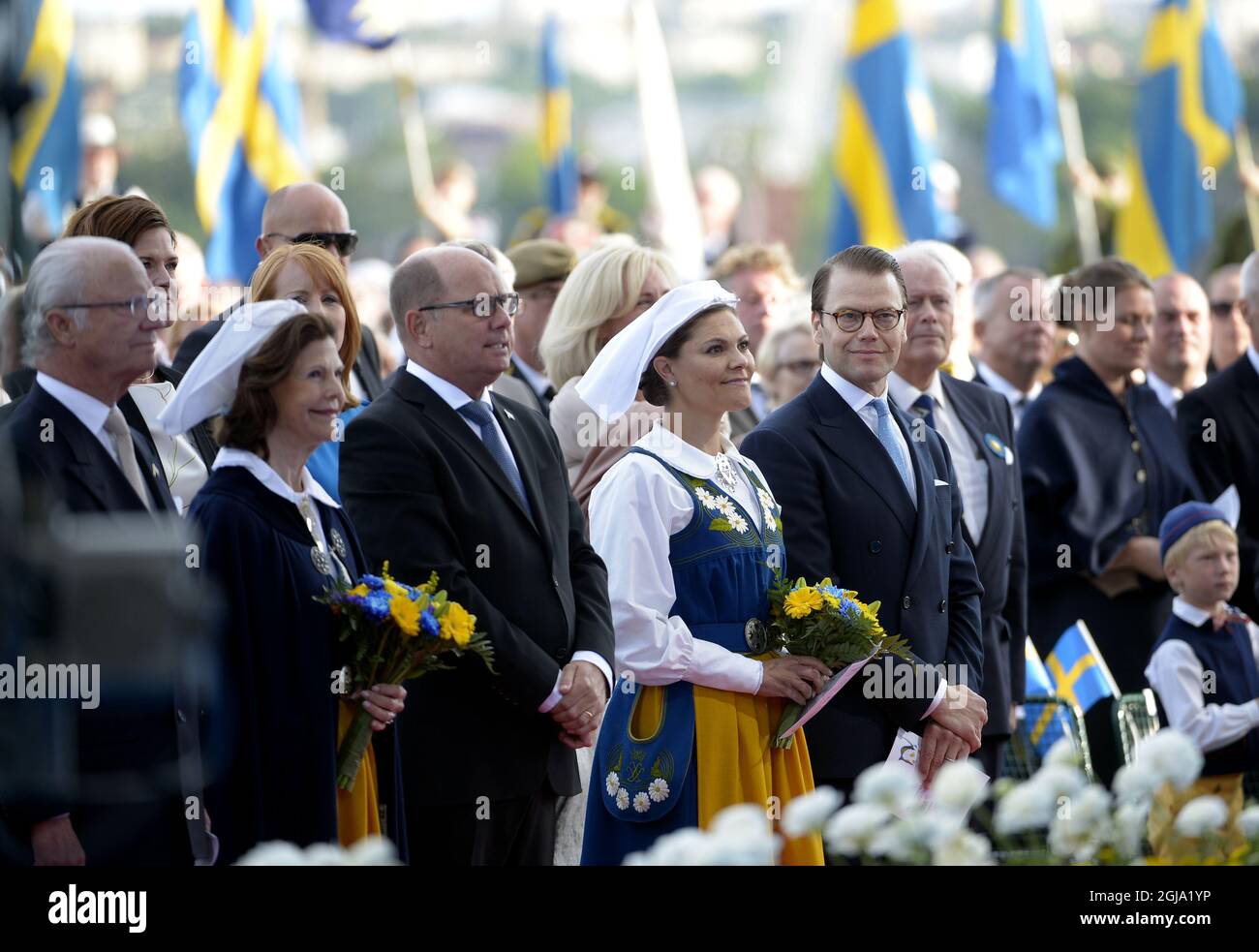 STOCKHOLM 2016-06-06 King Carl Gustaf, Queen Silvia, Speaker of the Swedish Parliament Urban Ahlin, Crown Princess Victoria and Prince Daniel during the official National Day of Sweden celebrations at the Skansen open-air museum in Stockholm, Sweden, June 6, 2016. Photo: Maja Suslin / TT / Code 10300 ** SWEDEN OUT ** Stock Photo