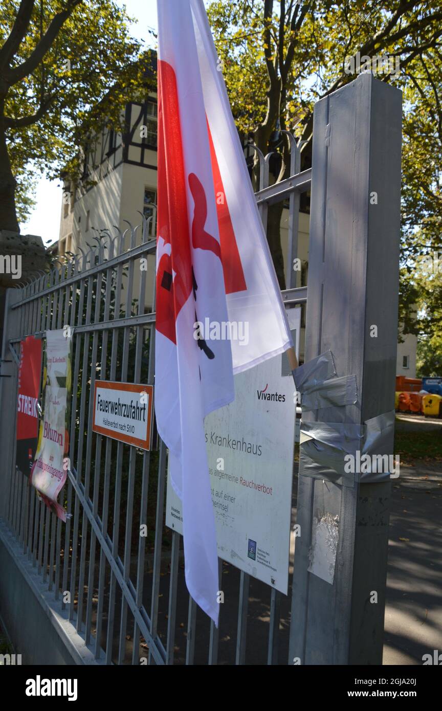 Nursing staff at Berlin´s state-owned Vivantes hospitals on strike - Photos: Vivantes Auguste Viktoria Clinic in Schoeneberg, Berlin, Germany - September 9, 2021. Stock Photo