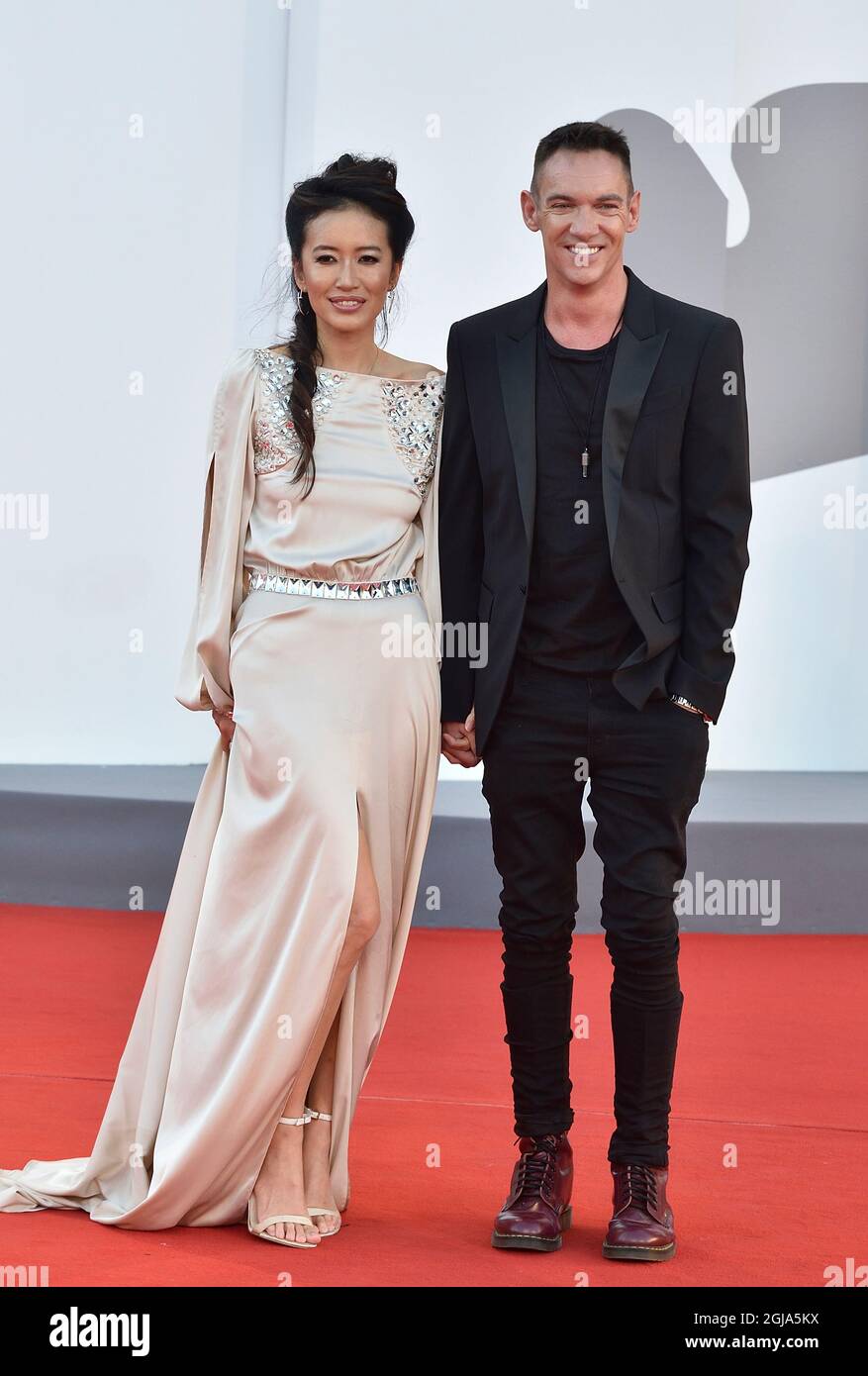 Venice, Italy. 08th Sep, 2021. VENICE, ITALY - SEPTEMBER 08 Mara Lane, Jonathan Rhys Meyers attends the red carpet of the movie 'Freaks Out' during the 78th Venice International Film Festival on September 08, 2021 in Venice, Italy. Credit: dpa/Alamy Live News Stock Photo