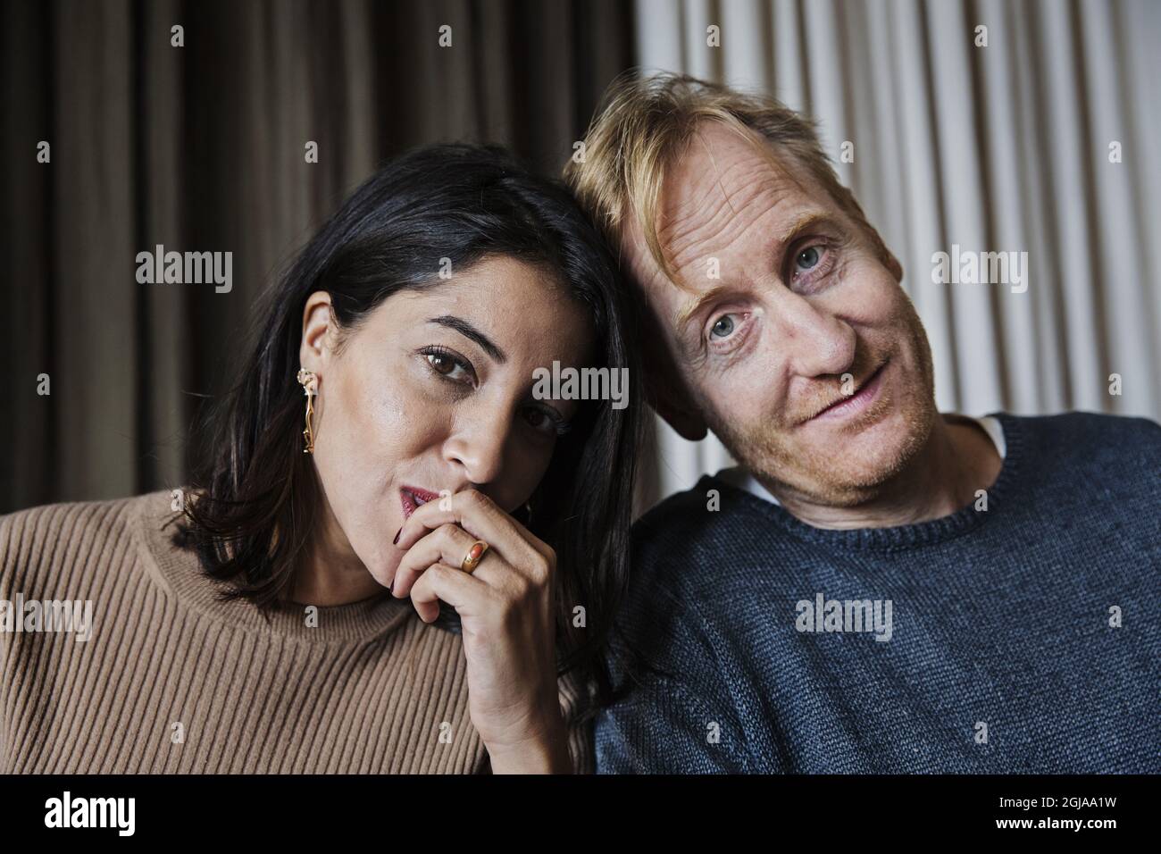 STOCKHOLM 2016-09-27 French actress LeÃ¯la Bekhti and Swedish actor Gustaf Hammarsten in Stockholm, Sweden, September 27, 2016. LeÃ¯la Bekhti and Gustaf Hammarsten plays the lead role in the French Swedish TV thriller-series Â“Midnight Sun'. Foto Hampus Andersson / DN / TT / Kod 3000  Stock Photo