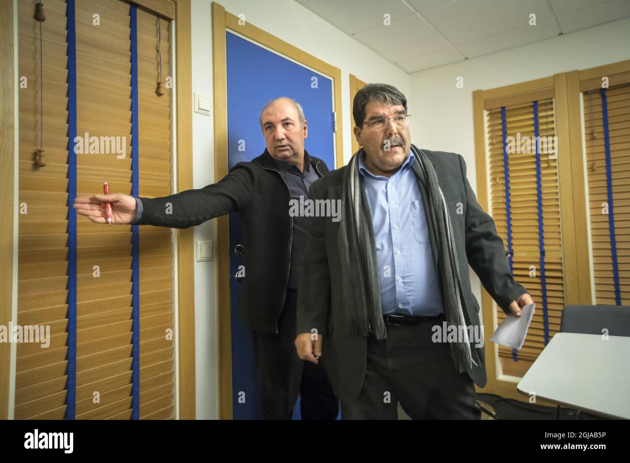 STOCKHOLM 2016-11-07 Salih Muslim Muhammad, co-chairman of the Democratic Union Party (PYD), at left journalist Kurdo Baksi Foto Paul Hansen / DN / TT / Kod 3511 ** SWEDEN OUT **  Stock Photo