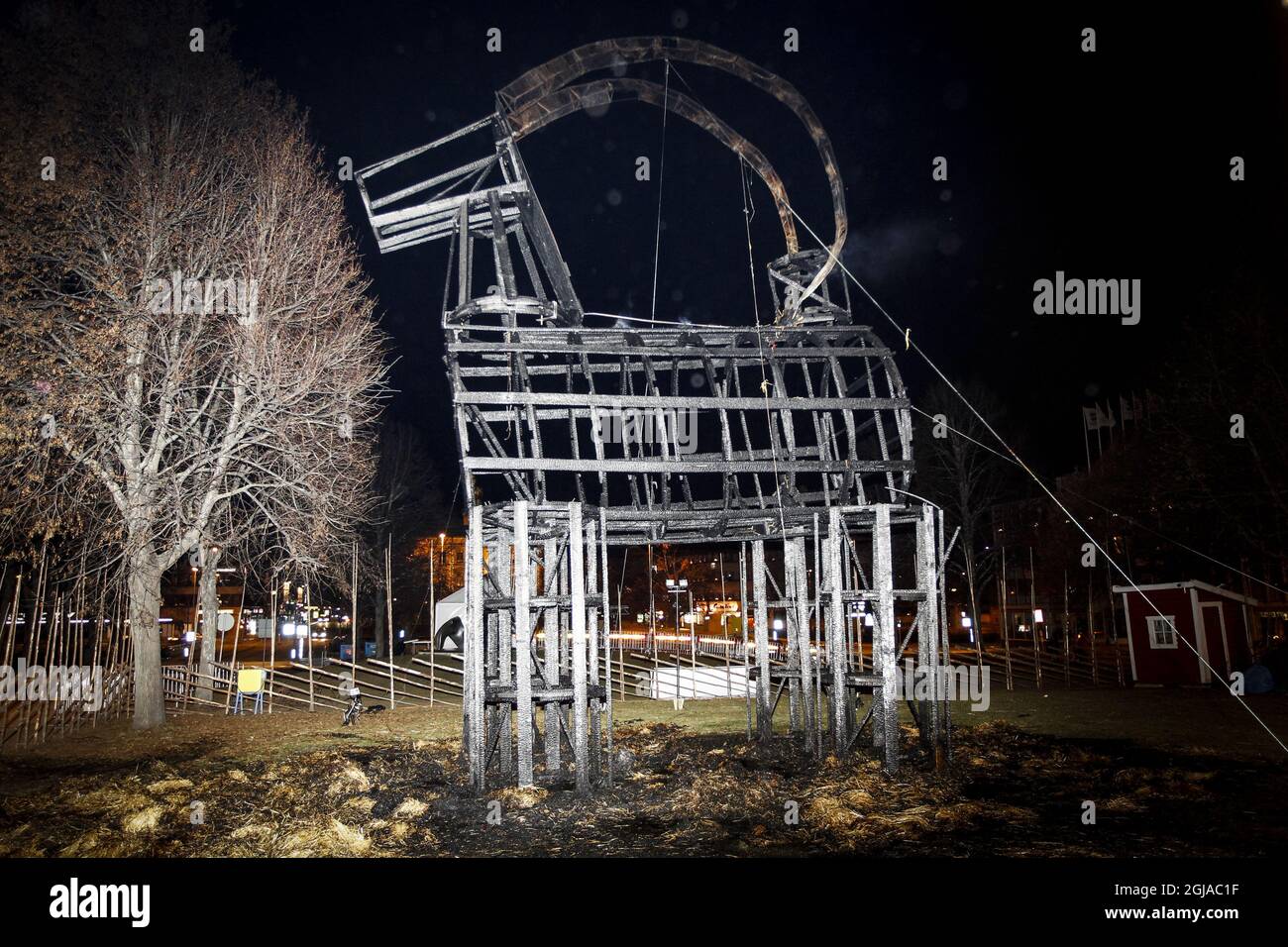 The traditional and world famous christmas goat in Gavle, Sweden, was