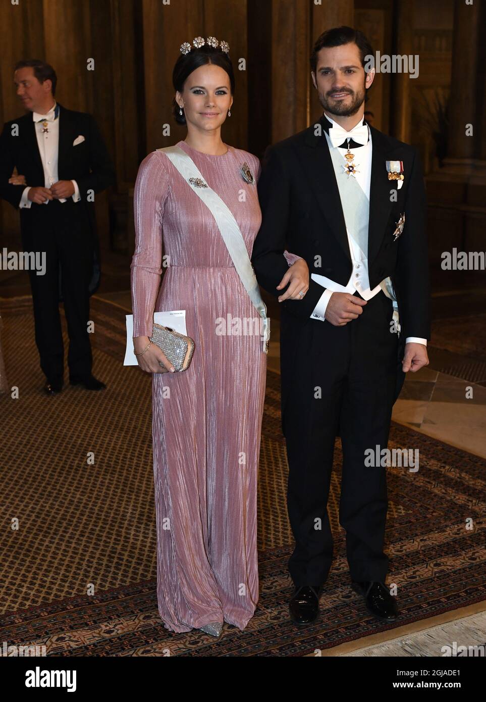 STOCKHOLM 2016-12-11 Princess Sofia and Prince Carl Philip arrive to the  Swedish King and Queen's dinner for the Nobel laureates at the Royal Palace  in Stockholm, Sweden, December 11, 2016. Photo: Jessica
