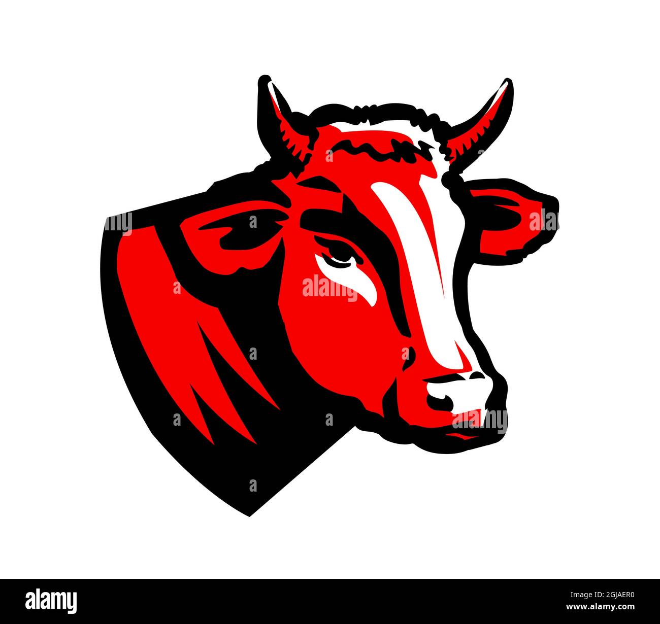 Bull head logo. Meat, beef emblem for butcher shop decoration. Vector illustration Stock Vector