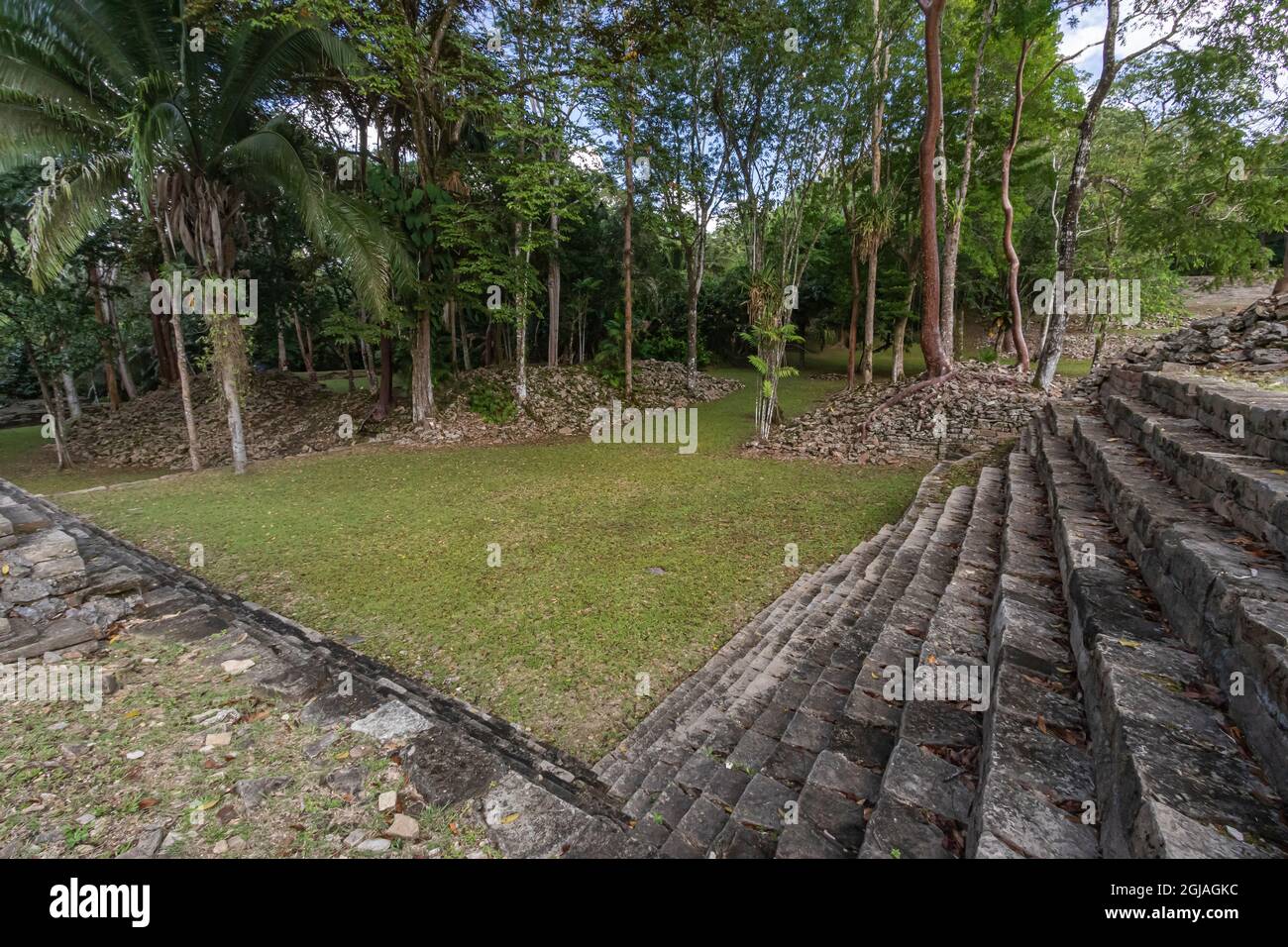 Belize, Toledo. Lubaantun Archeological Site. Stock Photo