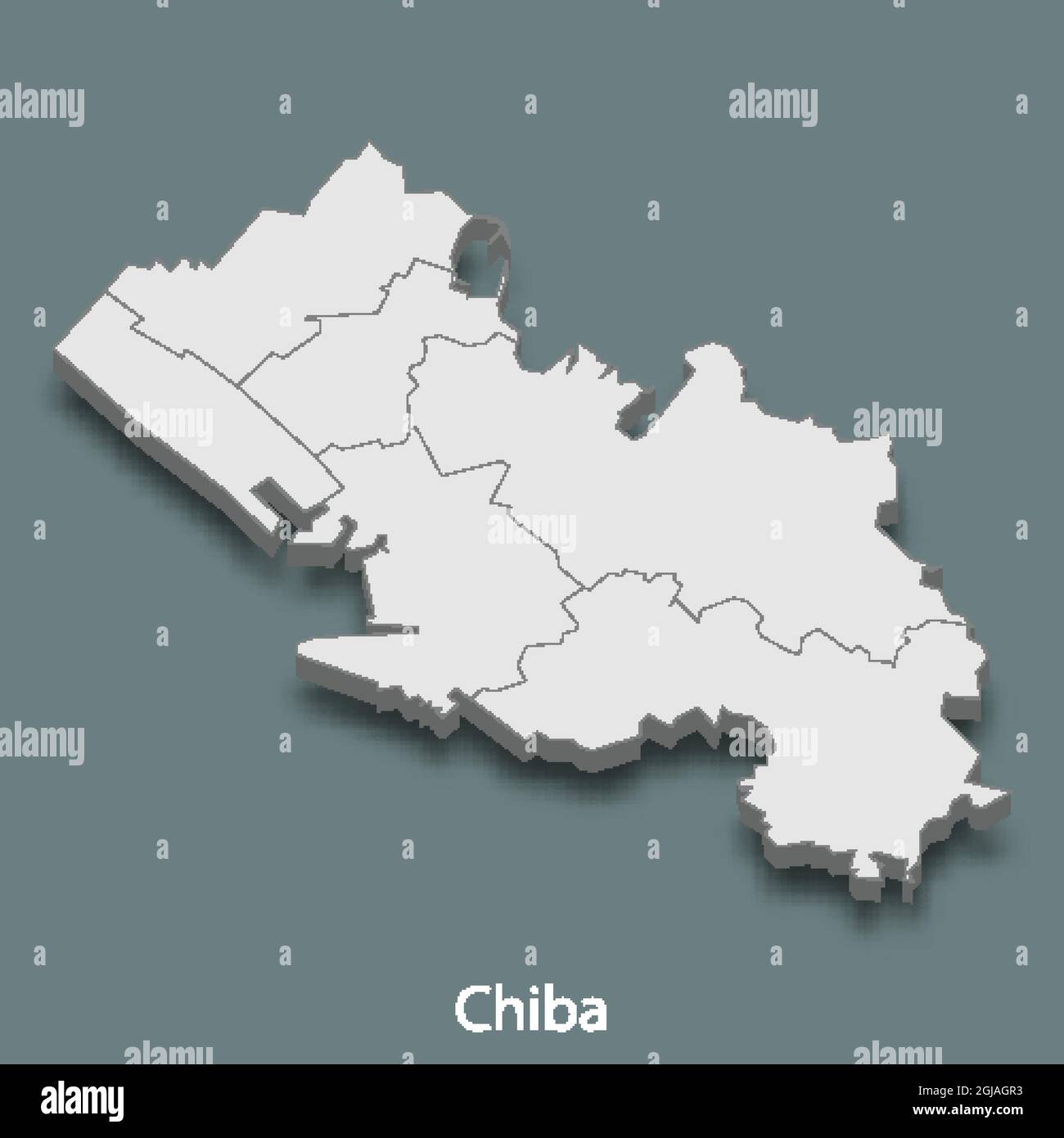 3d isometric map of Chiba is a city of Japan, vector illustration Stock Vector